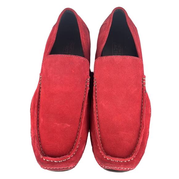 Kenneth Cole Men's Red Suede Loafers Black Rubber Sole Size 9 NWOB Dopamine - Picture 3 of 9
